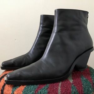 Zara Leather Pointed Cowboy Boot Silver Toe Tab